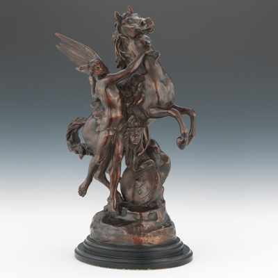 Appraisal: After Emile-Louis Picault Perseus and Pegasus Cast bronze with copper