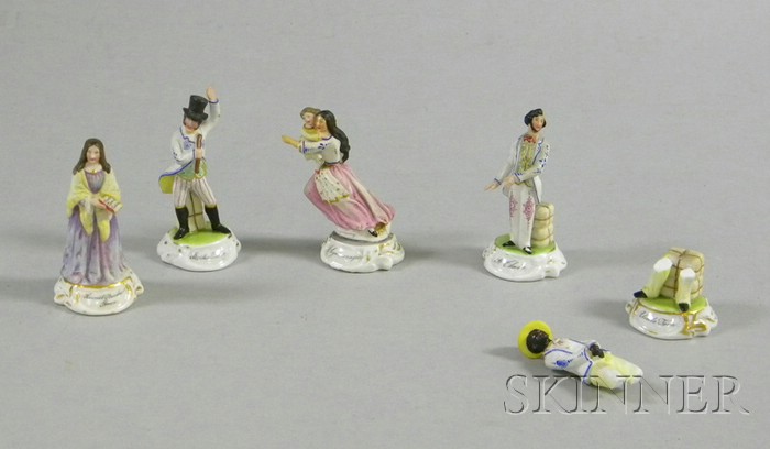 Appraisal: Five Bisque Figures from Uncle Tom's Cabin Germany late th