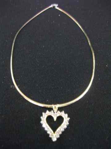 Appraisal: Diamond Heart Pendant on Omega Necklace the '' heart has