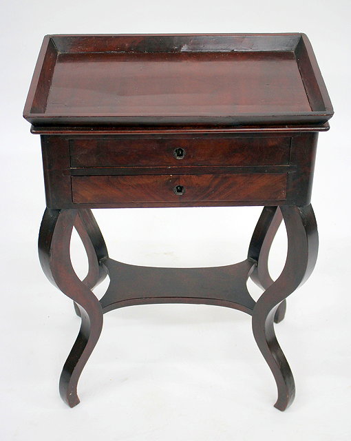 Appraisal: A TH CENTURY FRENCH MAHOGANY WORK TABLE with tray top