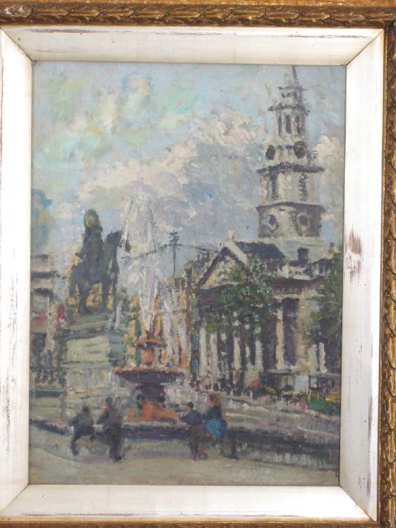 Appraisal: FOLLOWER OF WALTER SICKERT Figures in Trafalgar Square near St