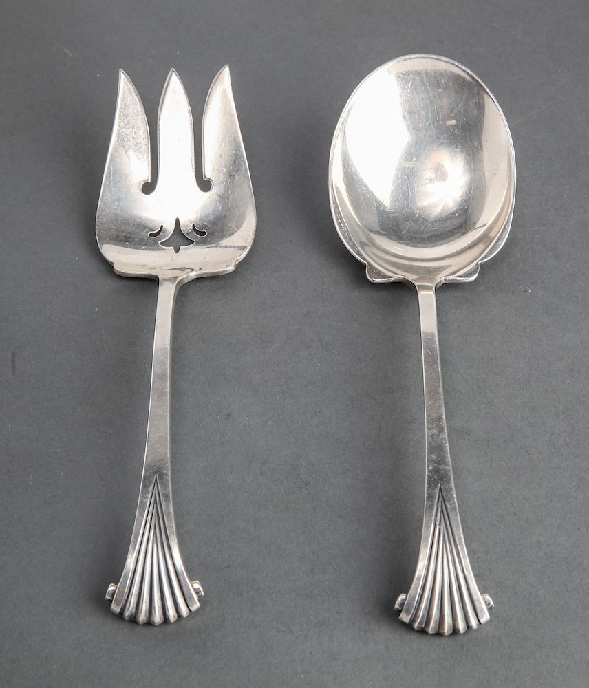 Appraisal: Tuttle Silver Onslow Salad Servers Pair Tuttle sterling silver Onslow