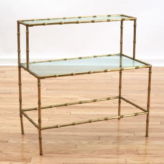 Appraisal: Maison Bagues style brass -tier occasional table Circa s with