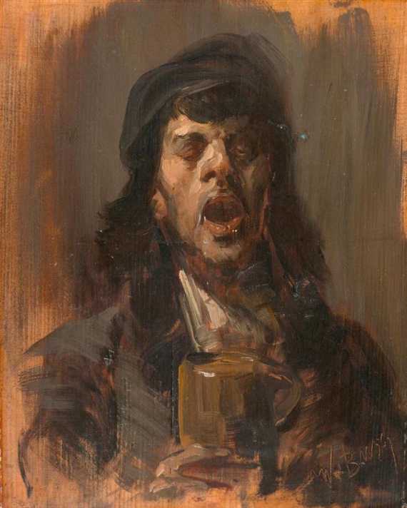 Appraisal: BUSCH WILHELM Wiedensahl - Mechtshausen The drinker Oil on panel