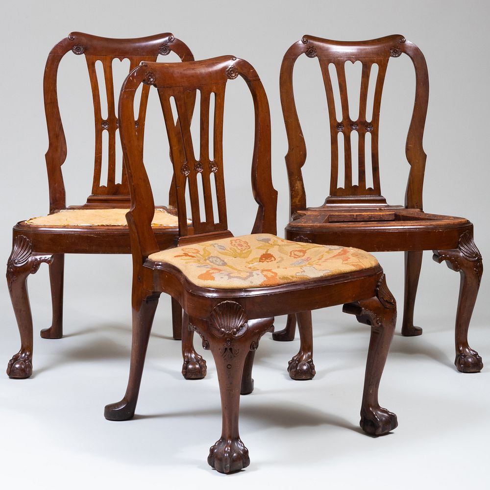 Appraisal: Set of Three George III Mahogany Side Chairs Irish x