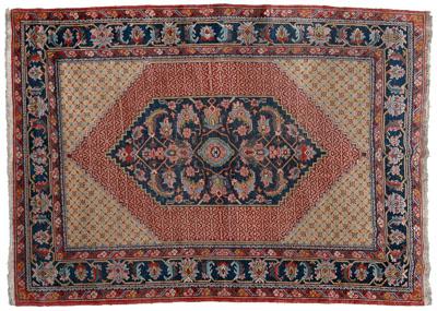 Appraisal: Caucasian rug elaborate central medallion on dark blue field with