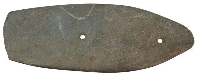 Appraisal: Native American slate gorget Central Texas having two drilled holes