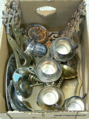 Appraisal: Lot of Silverplate Brass Iron Items - includes Candle Scones