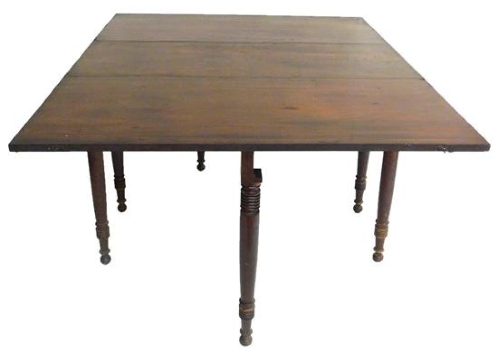 Appraisal: Dropleaf dining table American th C mahogany top and oversized