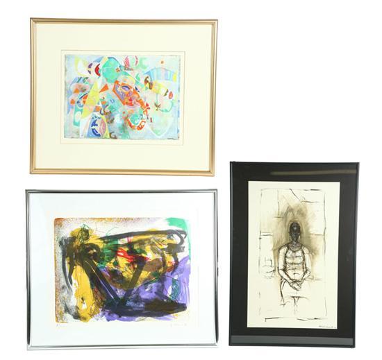 Appraisal: THREE LITHOGRAPHS Abstracts by Downing Giocametti and illegible Framed to