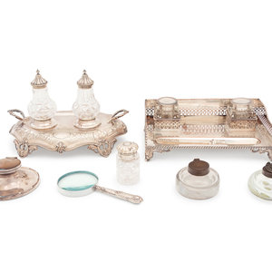 Appraisal: Two Silver-Plate and Cut Glass Ink Stands th Century together