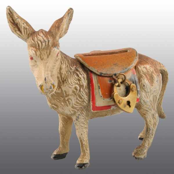 Appraisal: Lead Donkey with Hinged Saddle Still Bank Condition Excellent Size