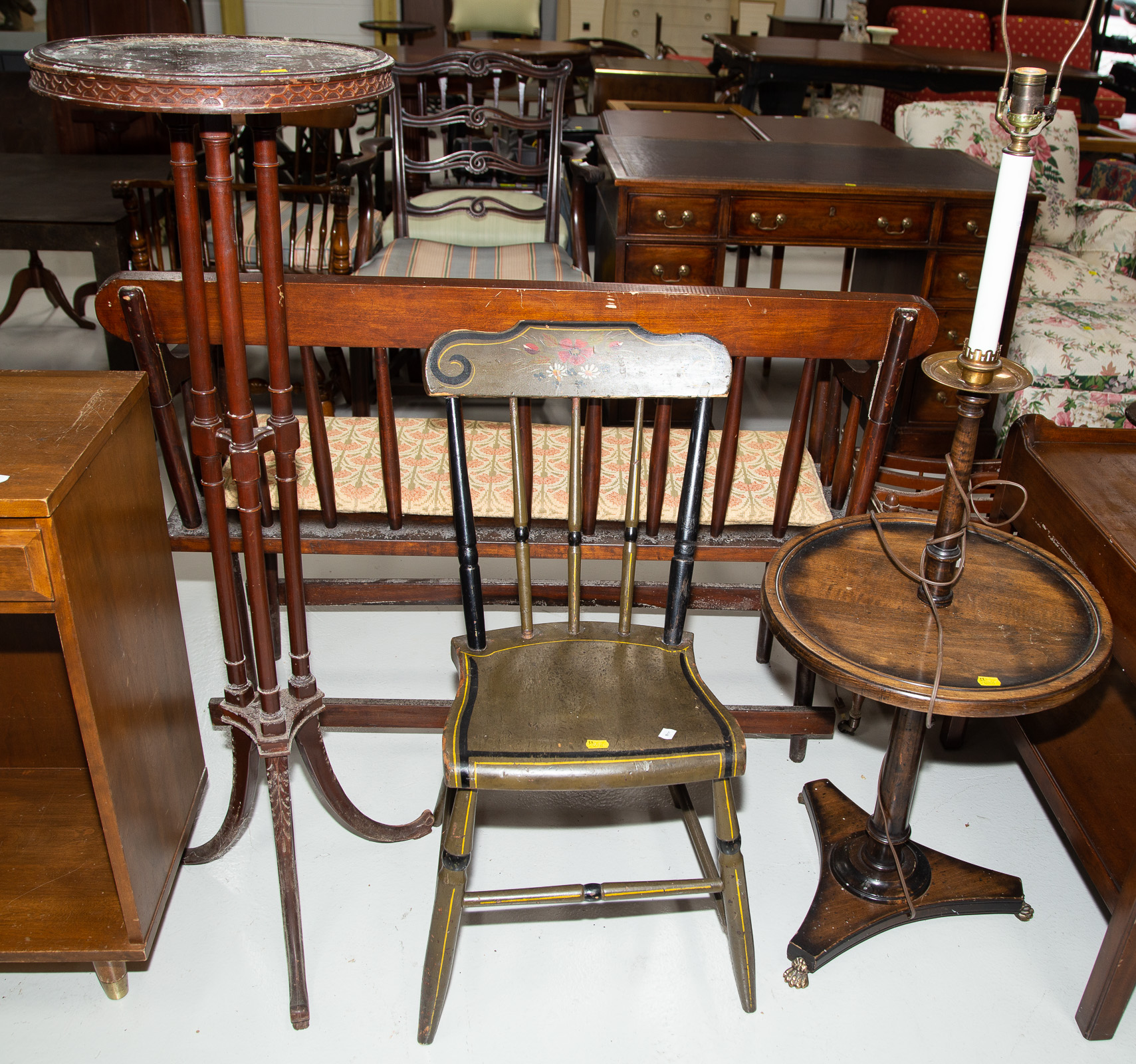 Appraisal: FOUR PIECES OF ASSORTED FURNITURE Includes Mahogany fern stand in