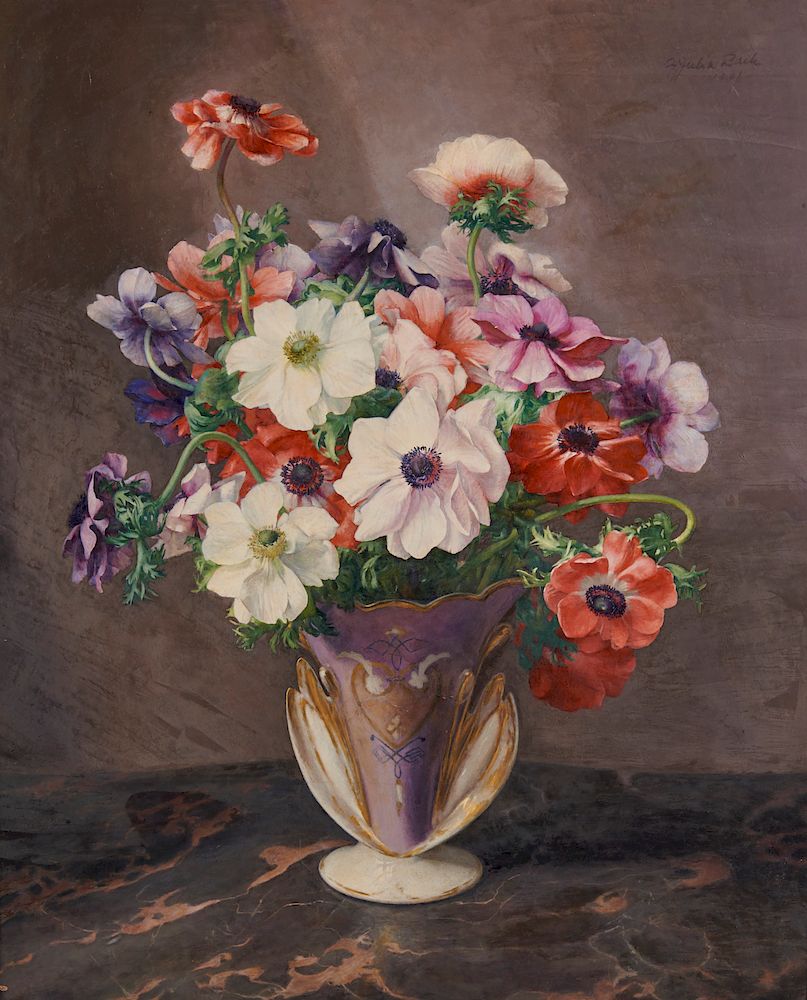 Appraisal: FLORENCE JULIA BACH American - Anemonies oil on board FLORENCE