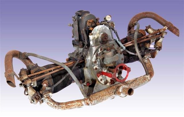 Appraisal: AN EARLY TH CENTURY FLAT-TWIN AIR-COOLED ENGINE horizontally opposed pushrod