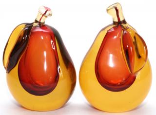 Appraisal: MID CENTURY MODERN MURANO GLASS PEAR BOOKENDS MID CENTURY MODERN