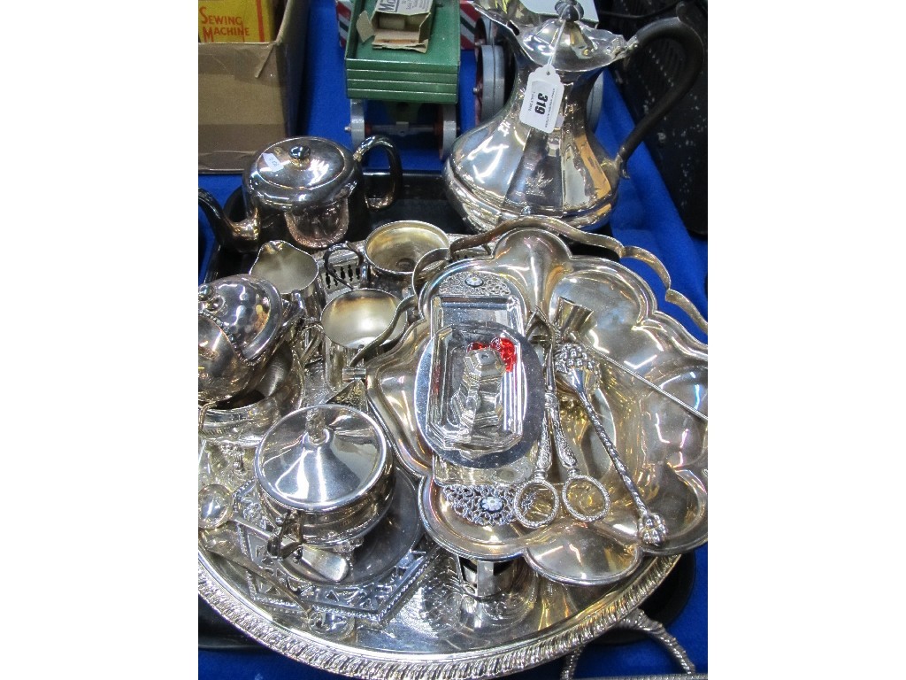 Appraisal: A tray lot of EP - water jug basket tray