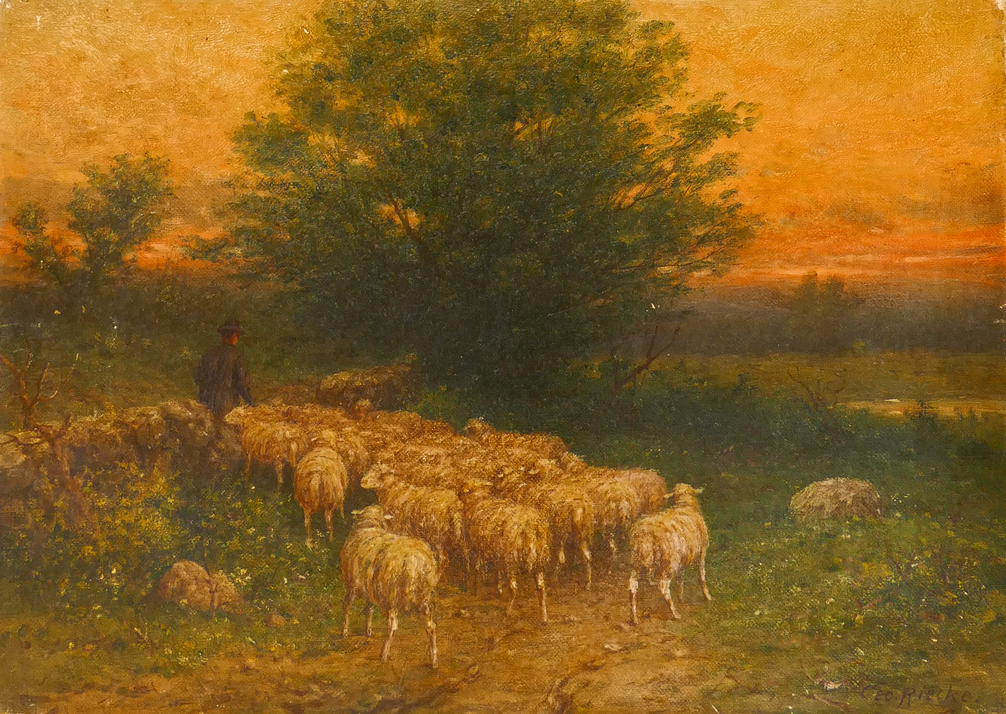 Appraisal: George Riecke - New York 'Flock of Sheep with Shepard'