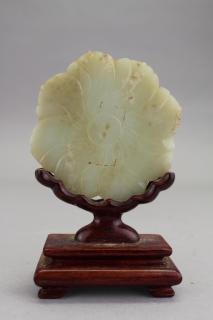 Appraisal: Carved Chinese Jade Pendant on Stand Carved Chinese Jade Pendant