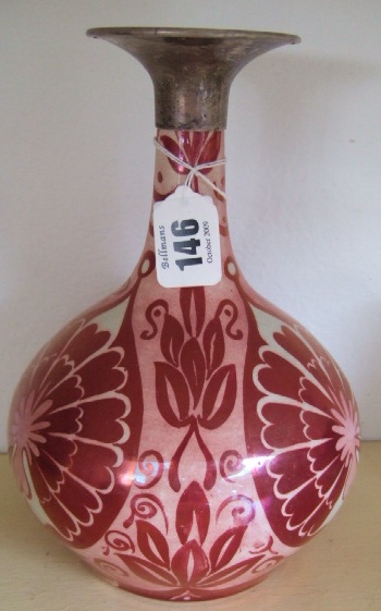 Appraisal: A William de Morgan bottle neck vase red lustre decorated