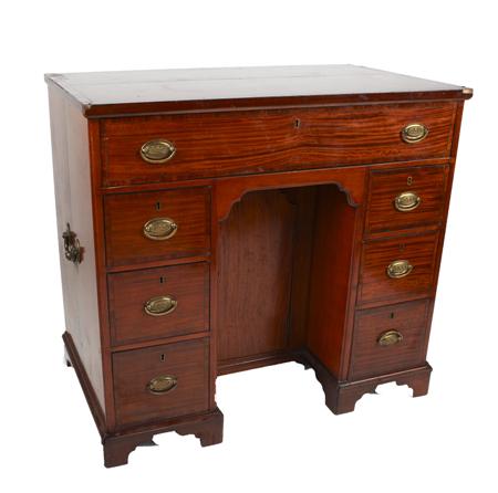 Appraisal: GEORGE III SATINWOOD AND CROSSBANDED KNEEHOLE DESK CIRCA the rectangular