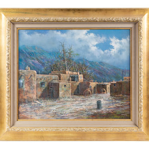 Appraisal: Pawel Kontny American - Pueblo Scene Oil on Canvas signed