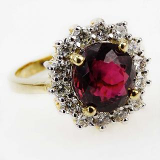 Appraisal: Contemporary Carat Oval Cut Pink Tourmaline Carat Diamond and Karat