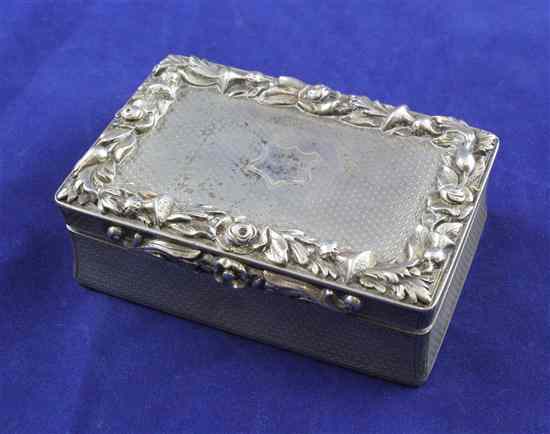 Appraisal: A William IV engine turned silver table snuff box of