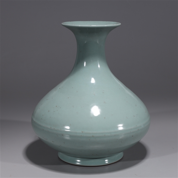 Appraisal: Chinese blue celadon glazed vase with six-character Qianlong mark to