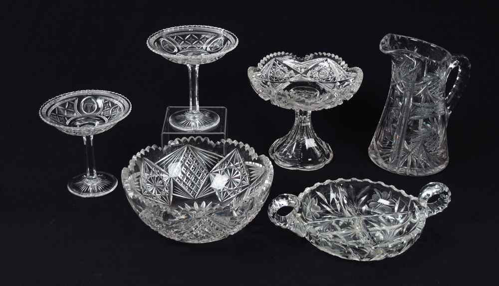 Appraisal: AMERICAN BRILLIANT CUT GLASS piece group to include a matching