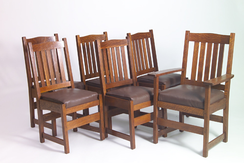 Appraisal: L J G STICKLEY Set of six dining chairs five