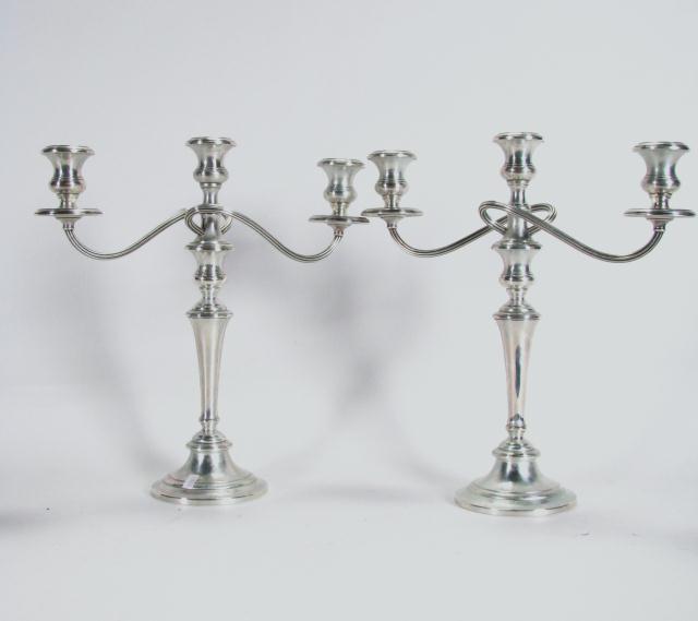 Appraisal: Pair of Gorham sterling weighted candelabra three branch '' high