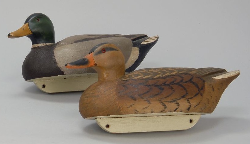 Appraisal: PAIR OF MALLARD DRAKE AND HEN DECOYS By J J