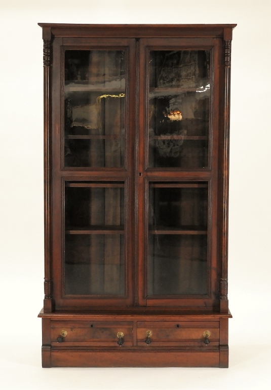 Appraisal: VICTORIAN BLACK WALNUT TWO DOOR BOOKCASE CABINET United States Circa