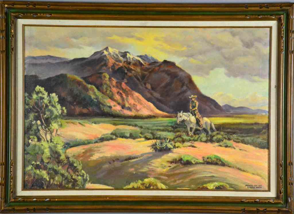 Appraisal: Jordan After Robert Wood Oil on CanvasDepicting a southwest scene