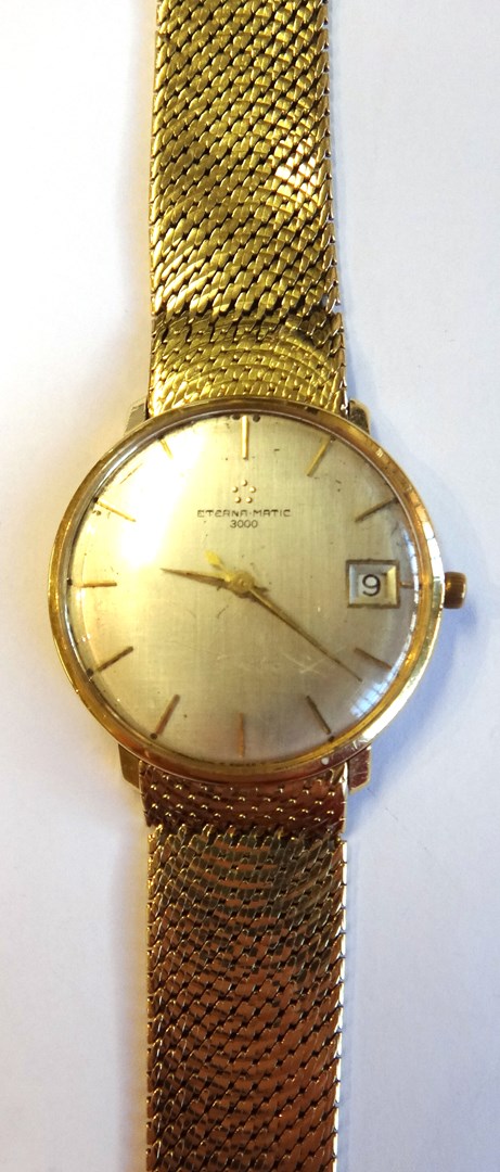 Appraisal: A gentleman's ct gold circular cased Eterna-Matic bracelet wristwatch the