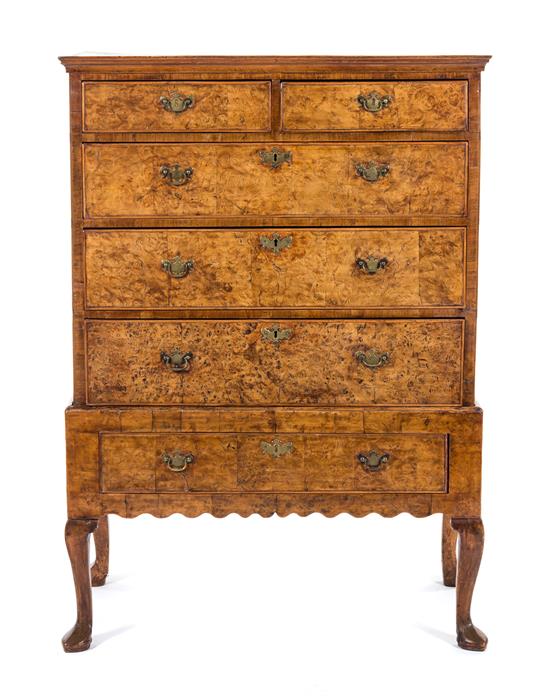 Appraisal: Sale Lot A George II Burlwood Chest of Drawers second