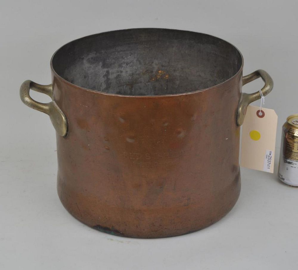 Appraisal: Large Elkington Co Copper Stock Pot with brass plated handles