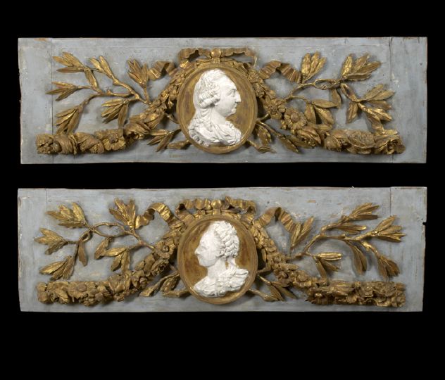 Appraisal: Large Pair of Louis XVI Carved Gris-de-Trianon- and Matte White-Painted