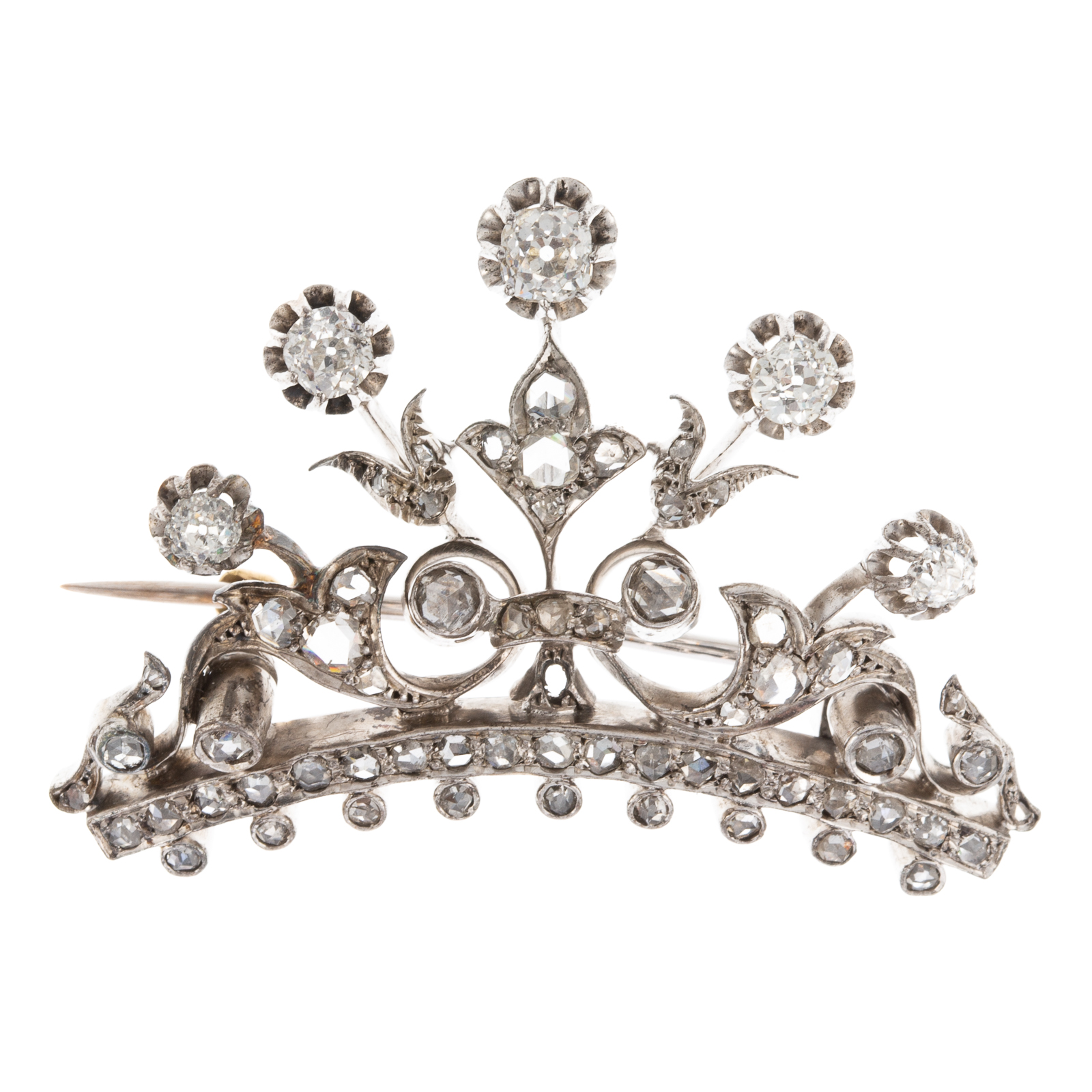 Appraisal: A VICTORIAN DIAMOND CROWN BROOCH IN K c K white