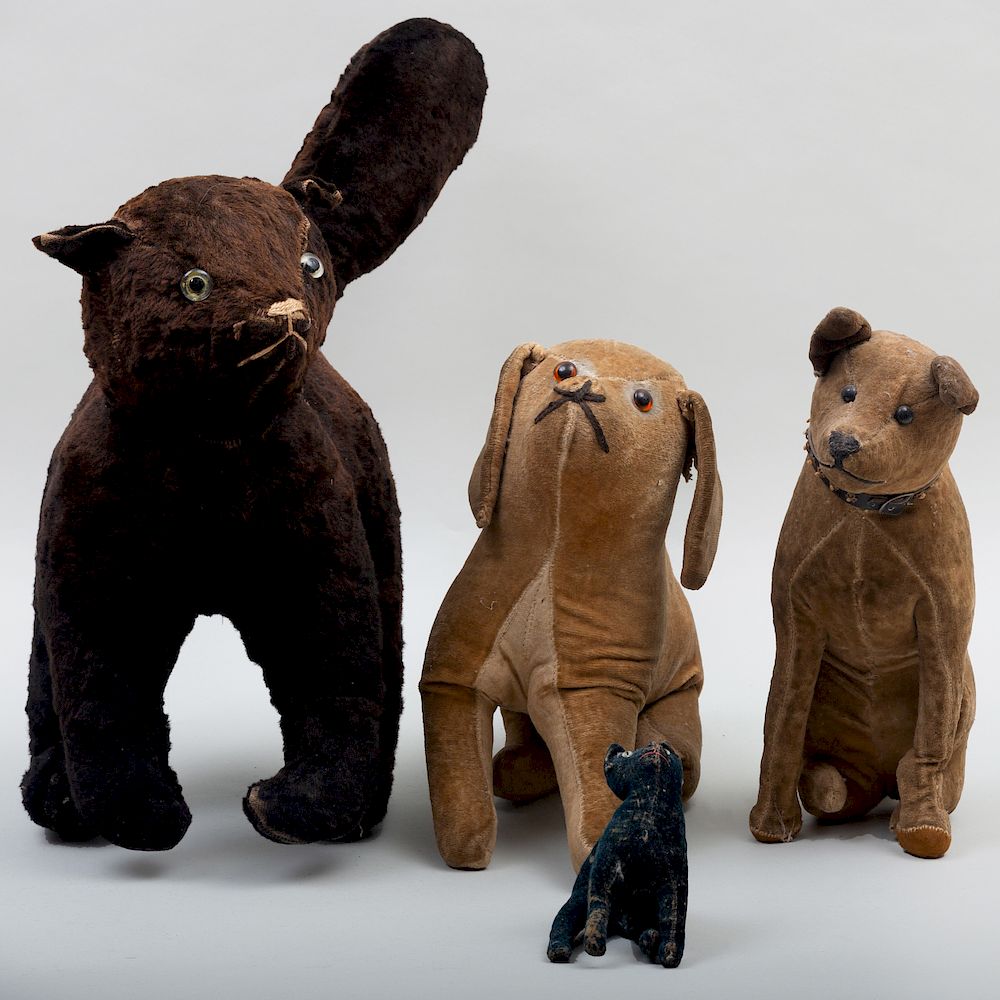 Appraisal: Group of Four Plush Animals Comprising A large black cat