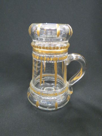 Appraisal: German Cut Crystal Stein enameled and gold trim lift off