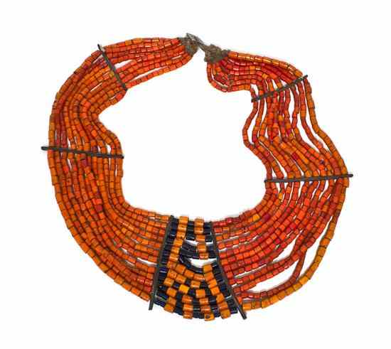 Appraisal: An African Beaded Pictorial Necklace circa having ten strands Length