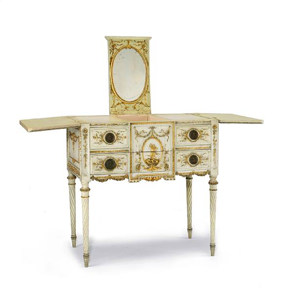 Appraisal: An Italian Neoclassical style painted and parcel gilt dressing table