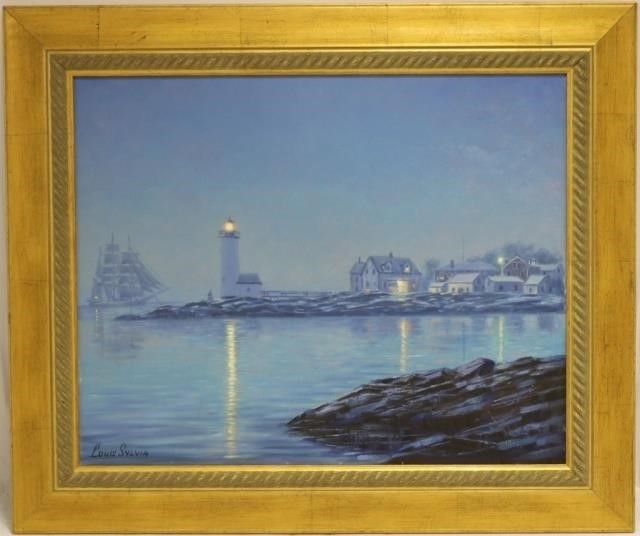 Appraisal: LOUIS SYLVIA - SOUTH DARTMOUTH OILPAINTING ON CANVAS NOCTURNAL SEASCAPE