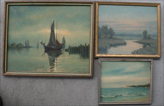 Appraisal: IMMER F H American th C Maritime Oils on Board