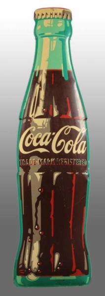 Appraisal: Tin Coca-Cola Die-Cut Bottle Sign Description A few small stains