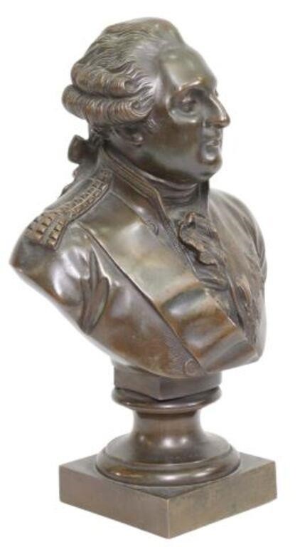 Appraisal: PATINATED BRONZE BUST OF KING LOUIS XVIPatinated bronze bust of