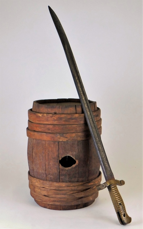 Appraisal: AMERICAN BAYONET GUN POWDER BARREL United States th CenturyIncludes a