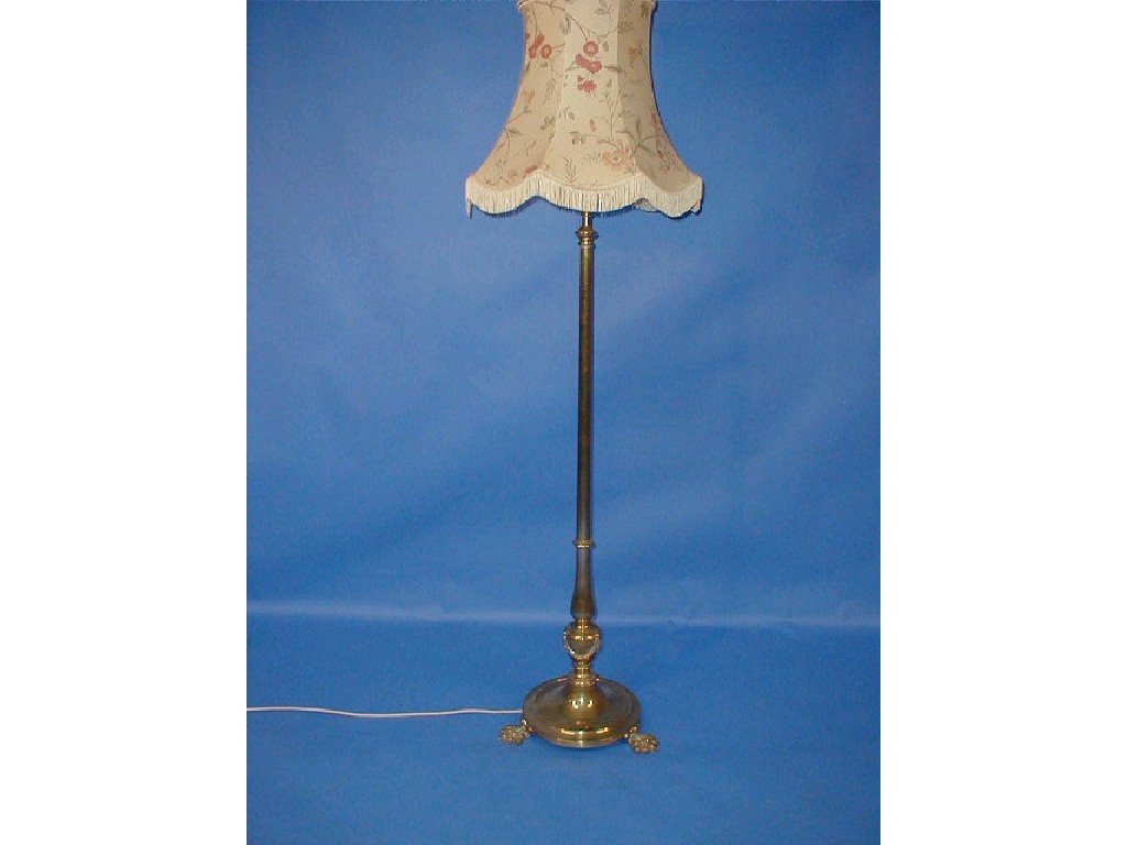 Appraisal: A 's brass standard lamp of slender baluster form with